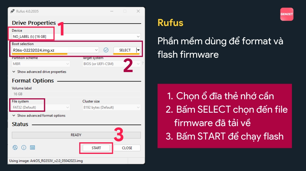 Flash firmware vào thẻ nhớ bằng Rufus