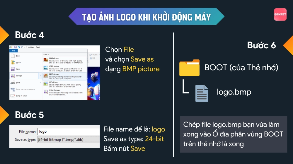 Chép file logo.bmp vào phân vùng BOOT